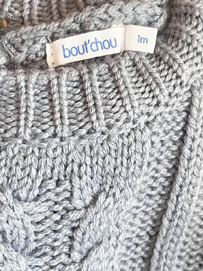 Pull bleu grisé neuf jamais porté boutchou taille 1 mois de chez Monoprix - photo numéro 12
