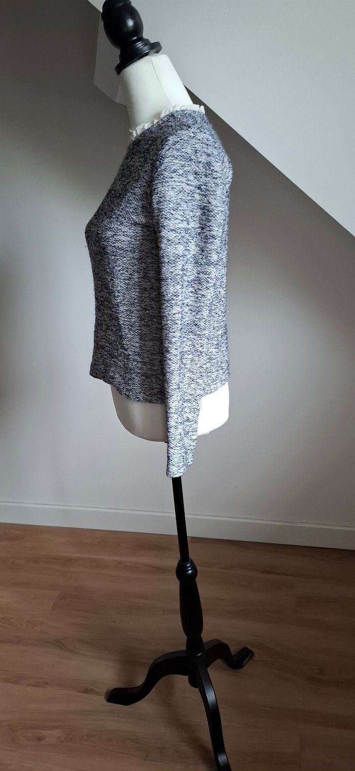 Pull chiné bleu marine et blanc T.38 Naf Naf - photo numéro 3