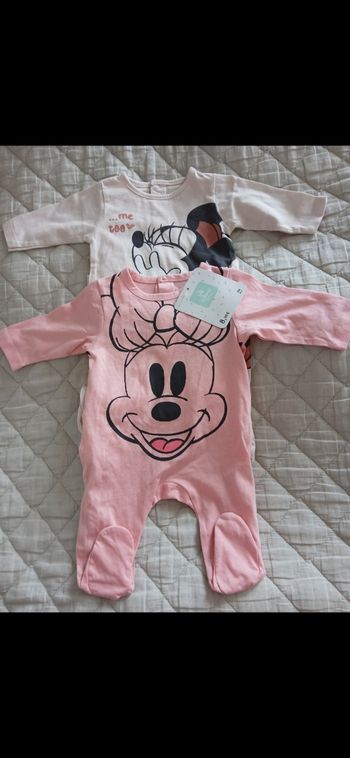 Lot 2 pyjamas fille en coton Minnie disney 54 cm 1 mois