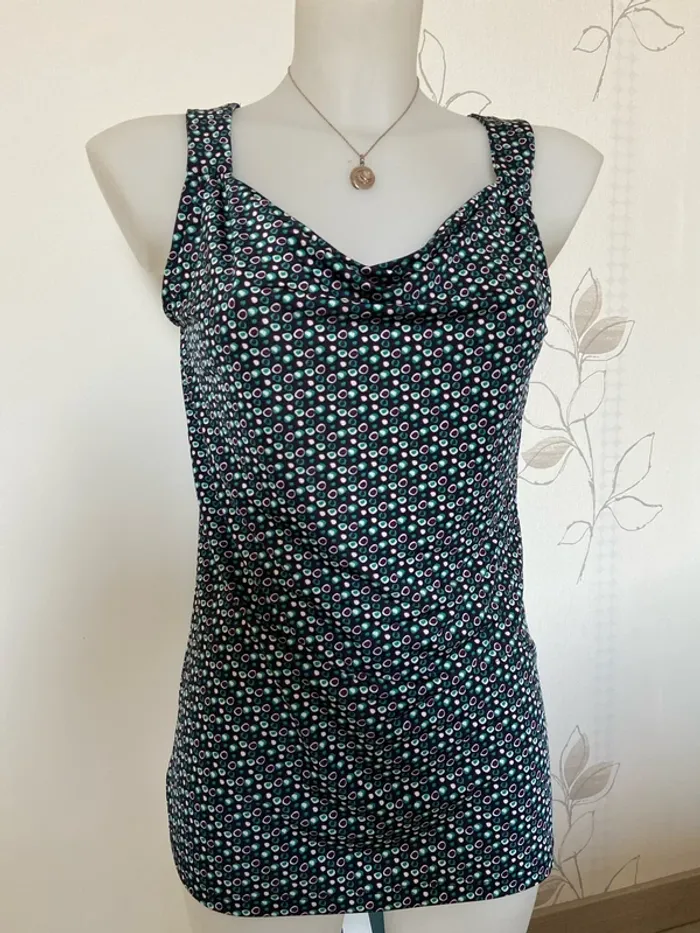 Débardeur effet drapé imprimé Camaïeu taille 38 - photo numéro 3