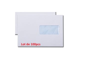 Lot de 100 enveloppes administratives blanche à fenêtre courrier A5/C5