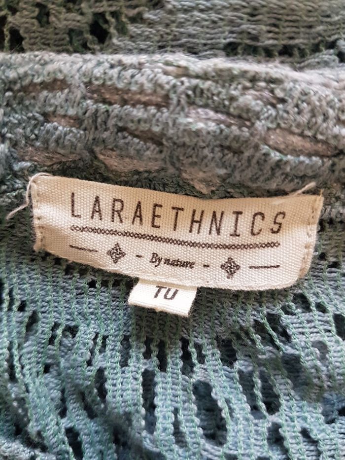 haut tunique façon crochet bleu forme poncho. Lara Ethnics. TU ovesize, 94 de large, 81cm de haut. - photo numéro 5