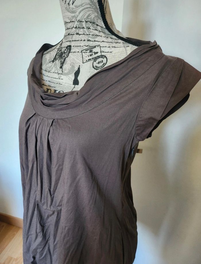 🌸Petite robe Taupe Marron glacé Naf Naf drapée - Chic & Intemporelle Taille 38🌸 - photo numéro 6