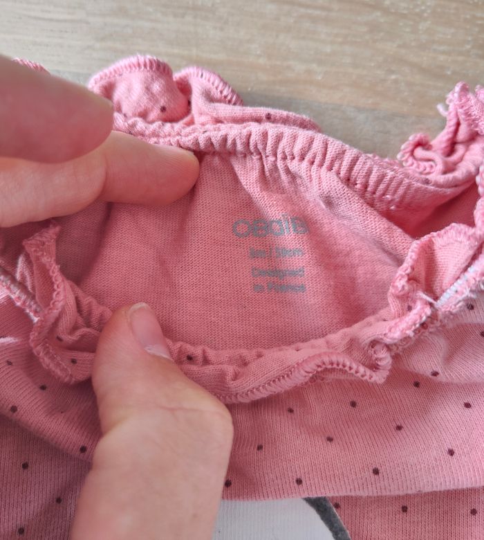 Haut manches longues rose taille 3 mois Obaïbi - photo numéro 3