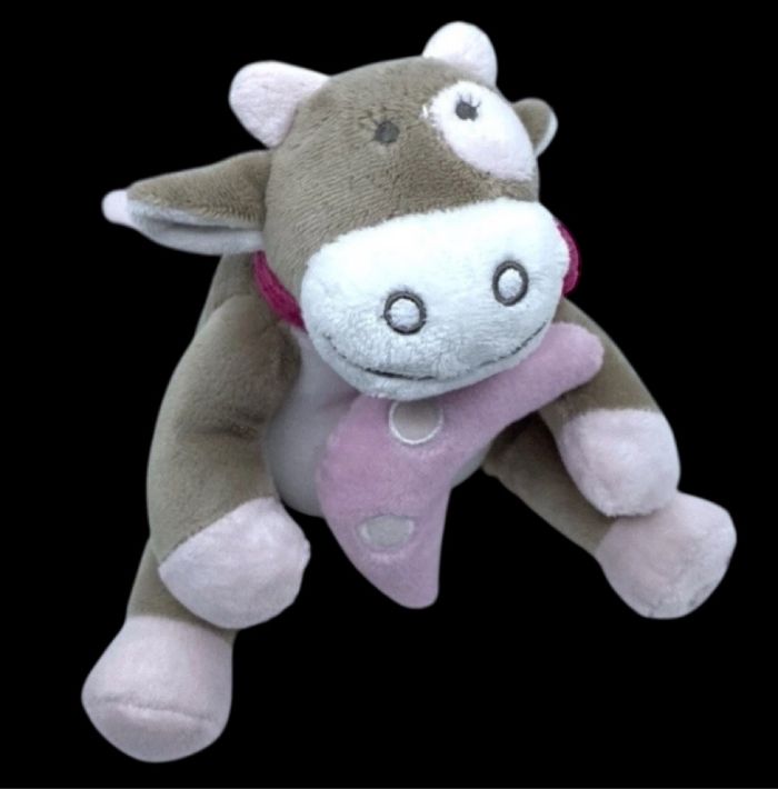 ❤️Doudou Peluche Musical NOUKIE'S Noukies Vache Rose Beige Marron Lune - photo numéro 2