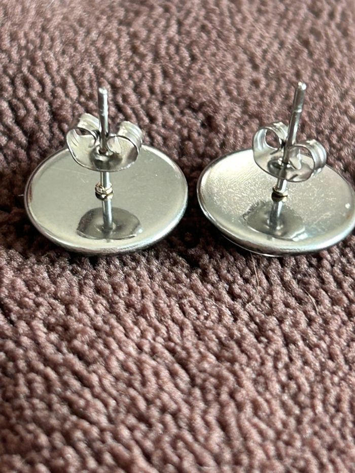 Boucles d’oreilles clous cabochon fleurs de pissenlits - photo numéro 5