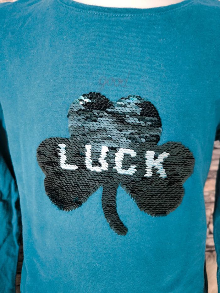 🩵 T-shirt manches longues chance trèfle Okaïdi en 8 ans 🩵 - photo numéro 3