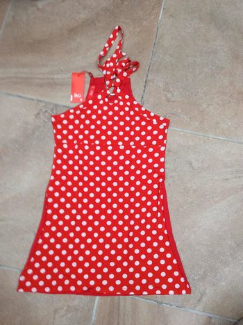 Blouse dos nu rouge à pois blanc neuve (n°25)