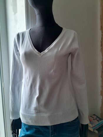 Pull col v blanc Camaïeu taille s