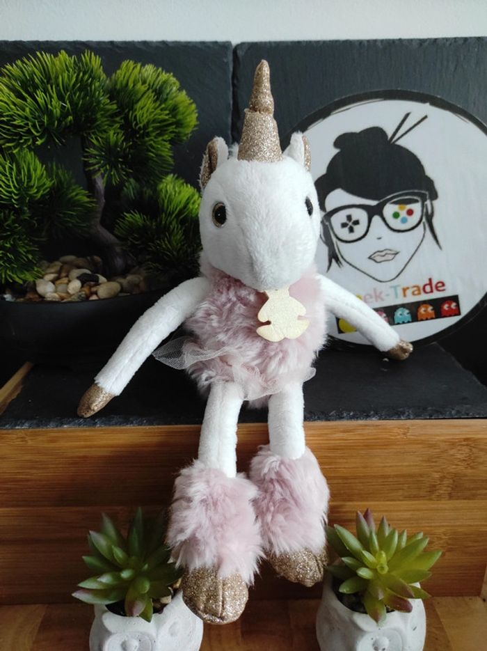 Doudou knuffel Licorne Histoire D'ours Tutu Rose Blanc Doré #geektradedoudou