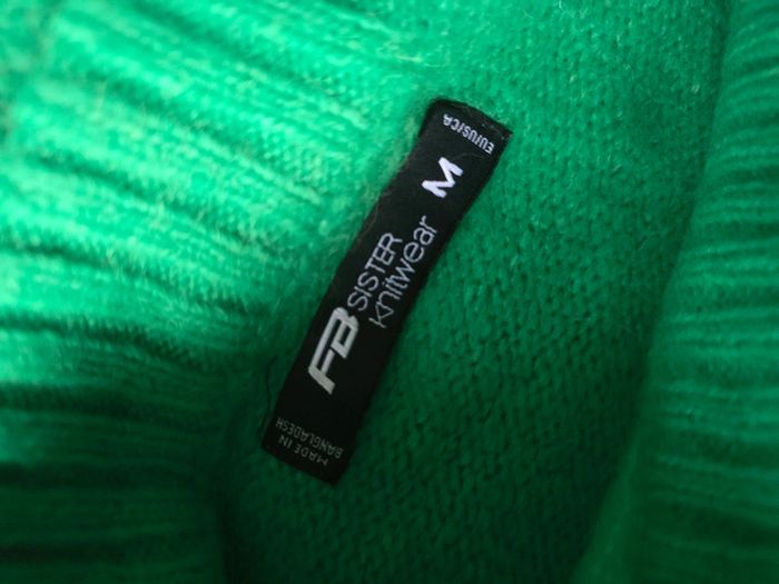 Pull vert col rond en maille épaisse long - FB Sister - taille M - 38 - photo numéro 5