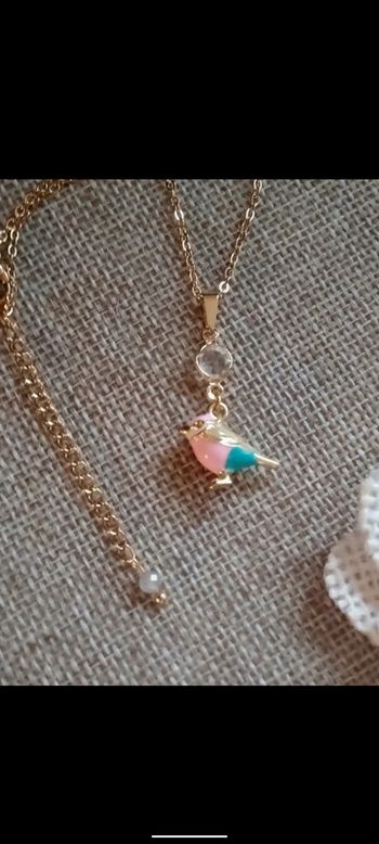 Collier oiseau et connecteur en cristal de roche