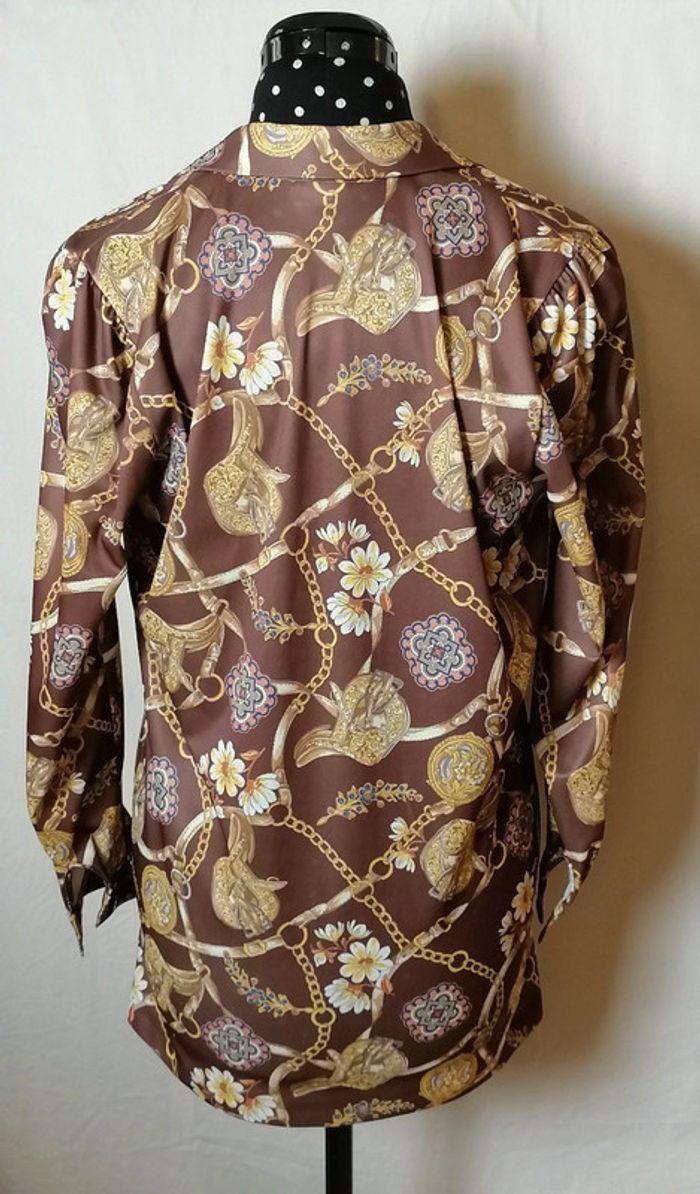 Chemisier bijoux marron doré Taille L Vintage - photo numéro 6