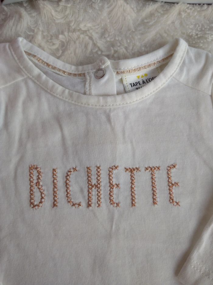 Tee shirt chemise manches longues Fille 3 mois Bichette Tao 100% coton - photo numéro 4