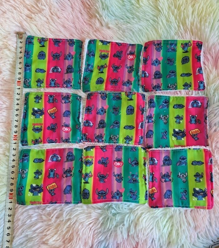 Lot lingettes lavables stitch