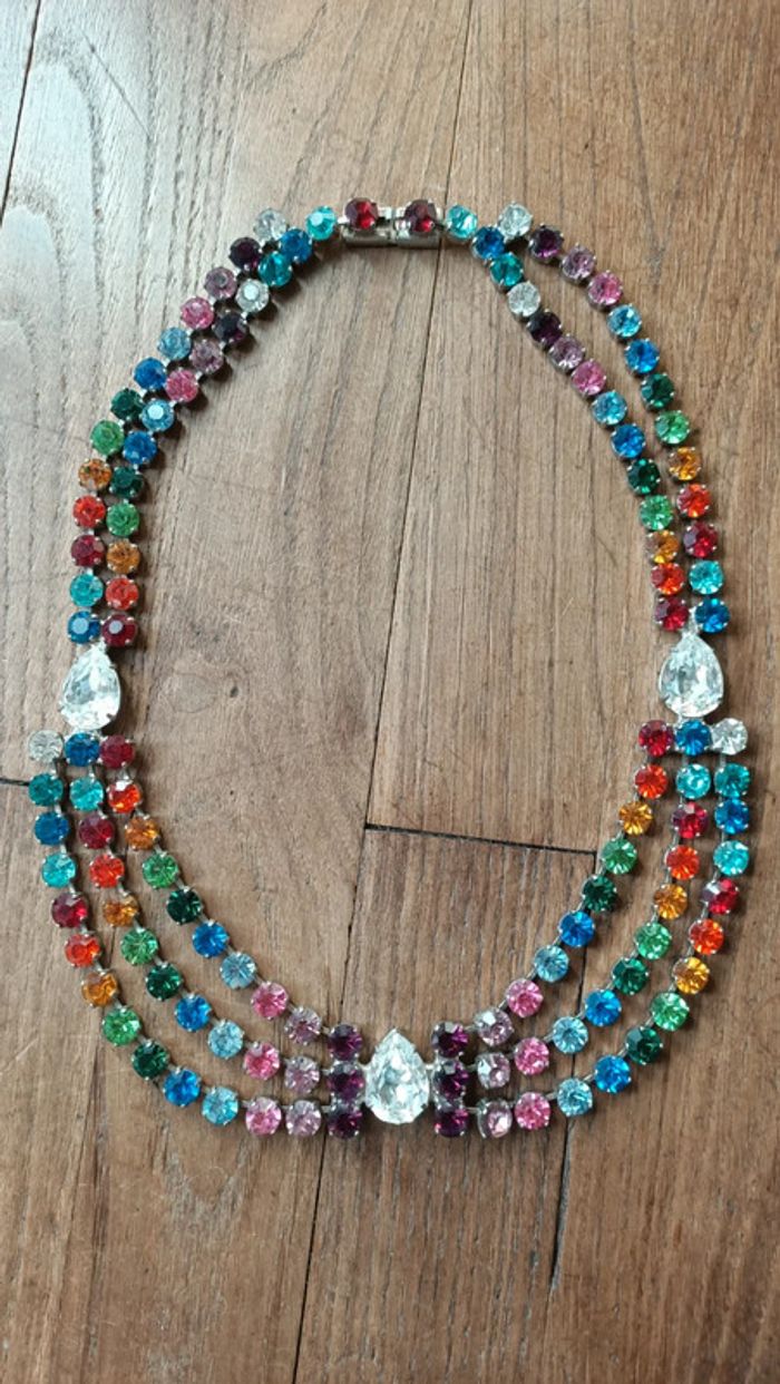 Collier vintage verre multicolore - photo numéro 2