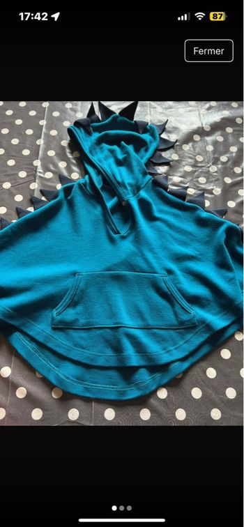 Cape dino et moufles laine