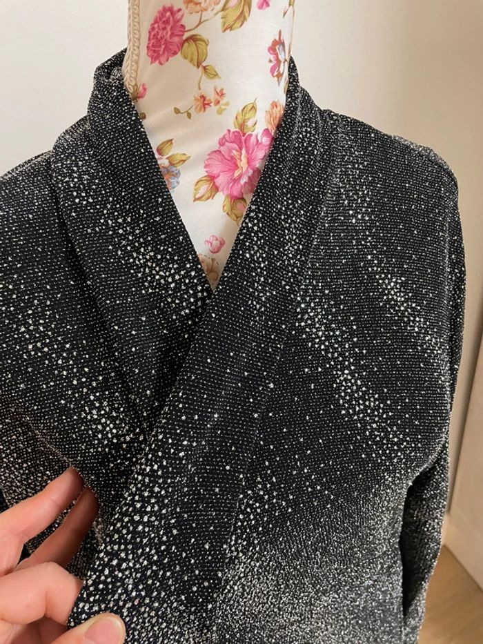 Cardigan/ kimono avec strass noir et argenté - photo numéro 7