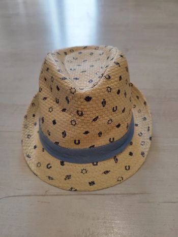 Trés joli chapeau de paille Sergent Major taille 2 / 6-9 mois (45cm)