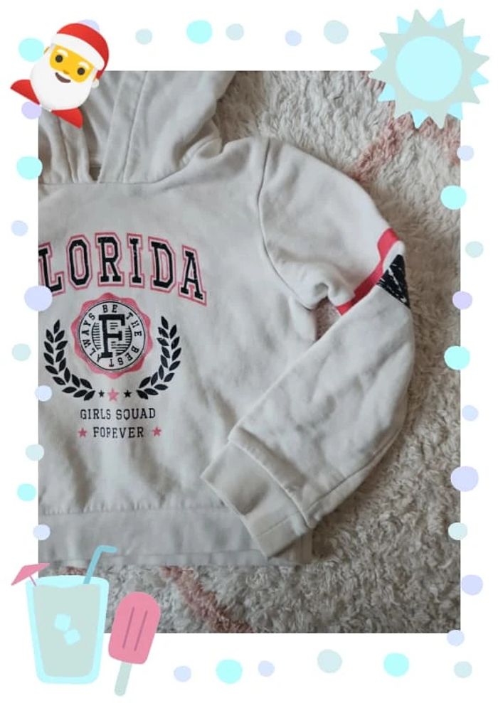 sweat fille taille 6 ans blanc a capuche marque kiabi - photo numéro 3