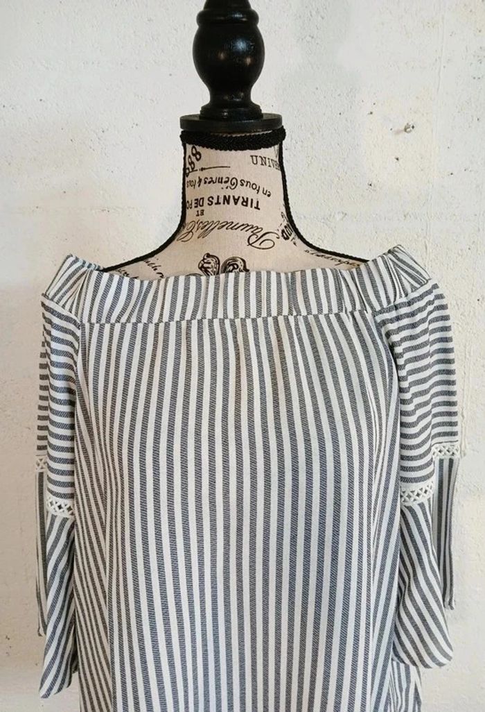 💙 Blouse rayée brodée KOTON – Taille L – Très bon état - photo numéro 2