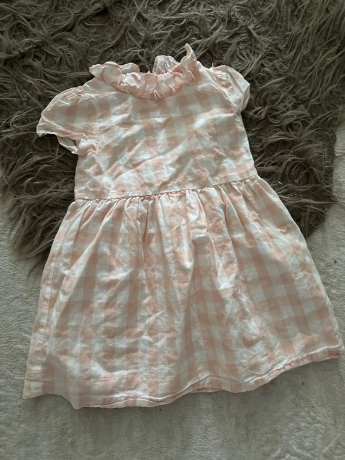 Robe à carreaux abricot et blanc 18 mois