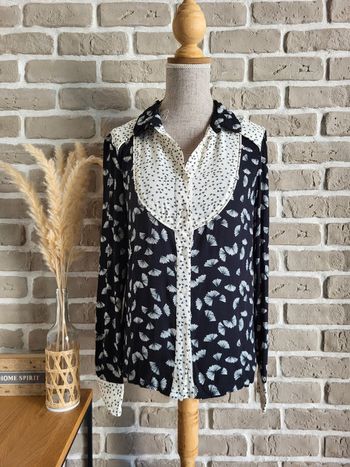 Chemise à motifs éventails noir et blanc - Mademoiselle R de La Redoute