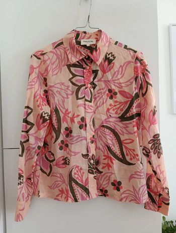 Chemise en coton à fleurs roses Marica Grâce & Mila