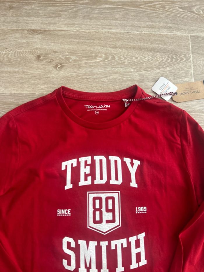 T-shirt à manches longues rouge Teddy Smith rétro vintage 16ans - photo numéro 2