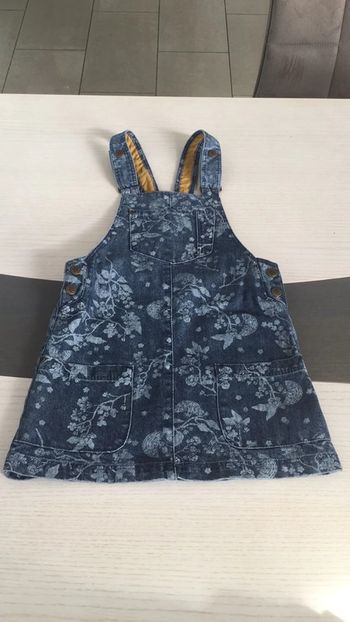 Robe salopette denim imprimée 8 ans Vertbaudet neuve