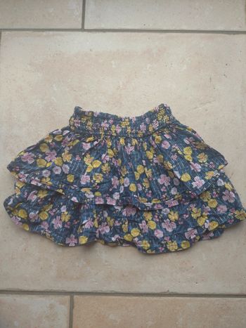 Jupe volants avec fil doré Fille 2 ans Fleurs Tao