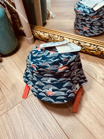 Taille 3~6 mois bob réversible garçon TAO bleu marine corail * crabe * 💙