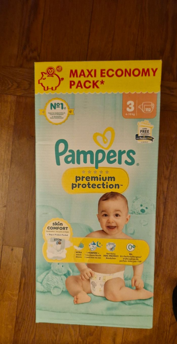112 couches pampers premium protection taille 3 + lingettes - photo numéro 3