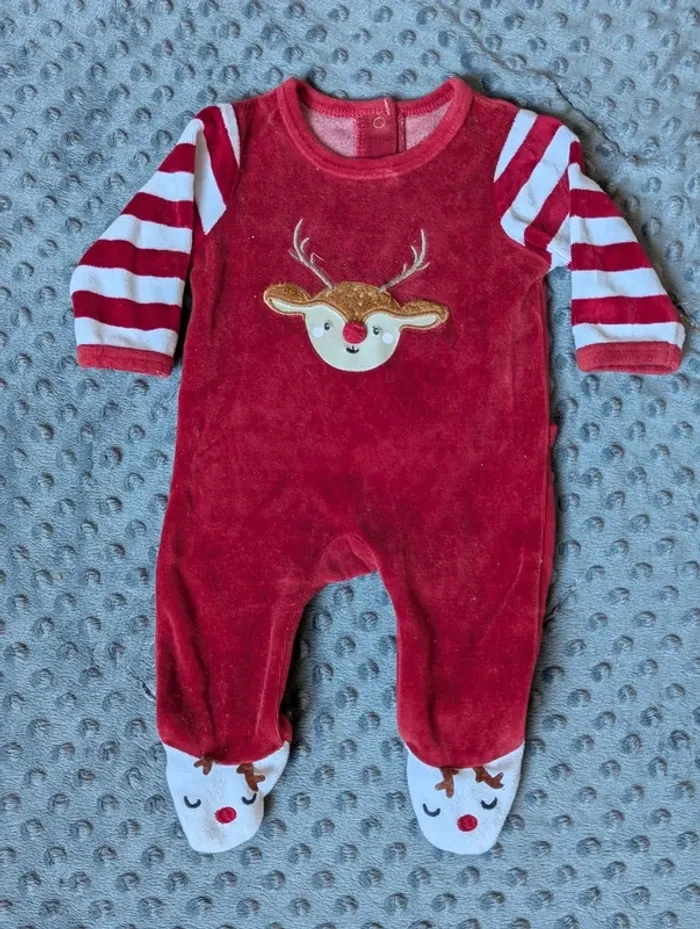 Grenouillère Noël d’hiver en velours – Verbaudet – Taille 1 mois – Mixte - photo numéro 2