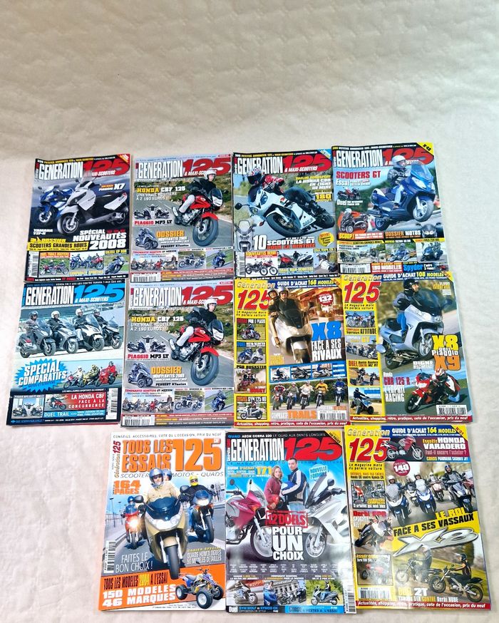 Lot de 11 revue / magazine , moto , Génération 125 , de 2004 a 2009