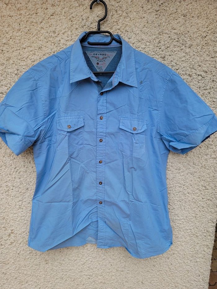 Chemise cargo bleu habillé chic vintage oversize baggy
