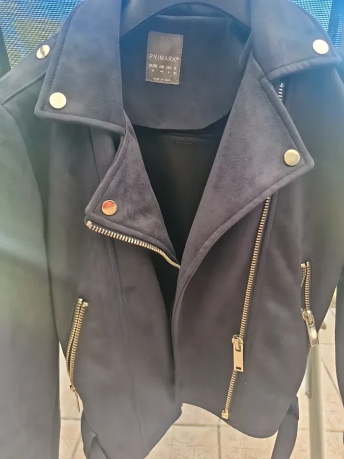 Veste suédine bleue marine taille L - photo numéro 2