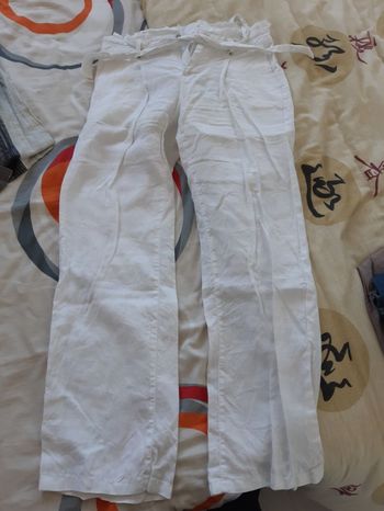 Pantalon en lin blanc cache cache