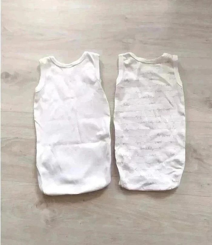 Lot de 2 body mixte garçon fille en coton blanc sans manches Absorba 12 mois - photo numéro 3