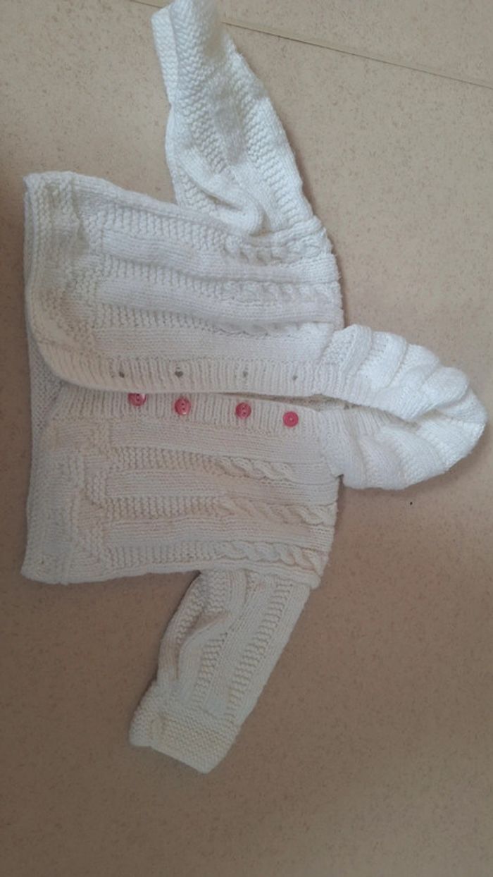 Gilet manteau blanc fait main