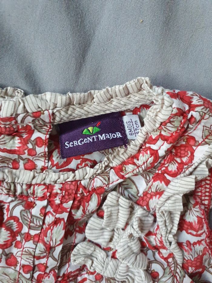 Robe ecru et rouge 6 mois - photo numéro 2