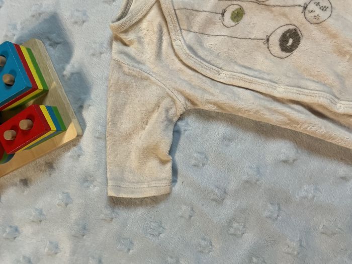 pyjama grenouillère en velours gris clair ouverture devant 1 mois vertbaudet - photo numéro 8