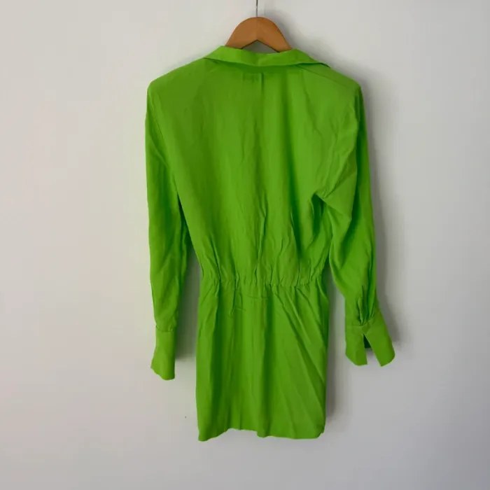Robe Chemise Verte Fluo Structurée Zara Taille M - photo numéro 9
