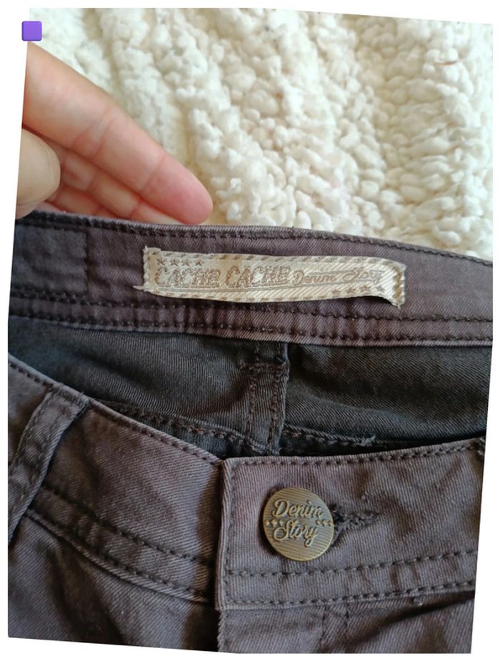 Pantalon jean noir/grisé cache cache peu porté - photo numéro 2