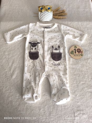 Pyjama velours 1 mois mixte Gemo