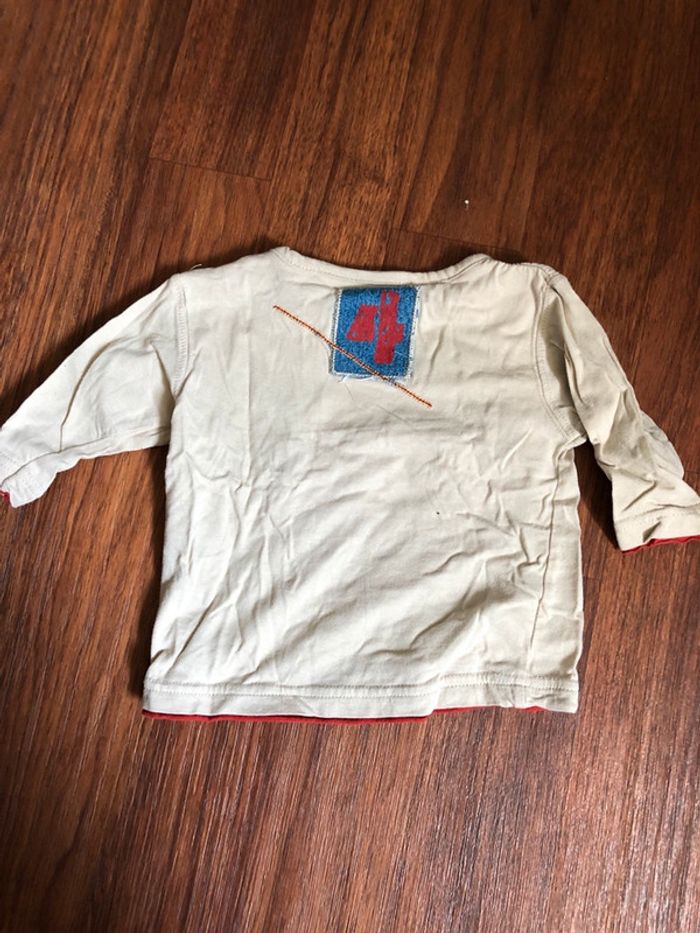 Pull beige et rouge 6 mois - photo numéro 3