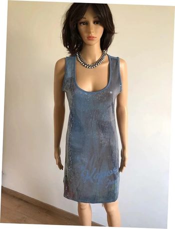 Robe bleue neuve sans manches avec sequins Kaporal taille M