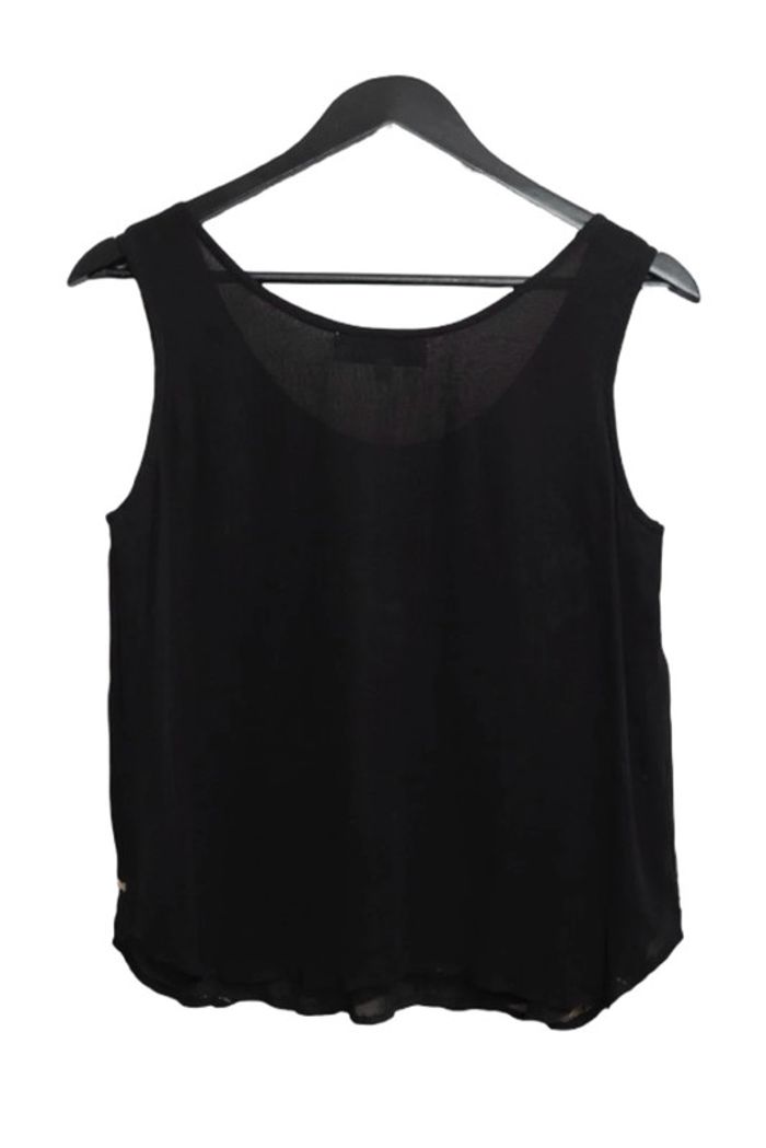 Top noir sans manches brodé vintage black top Nitya Taille 38 - photo numéro 5