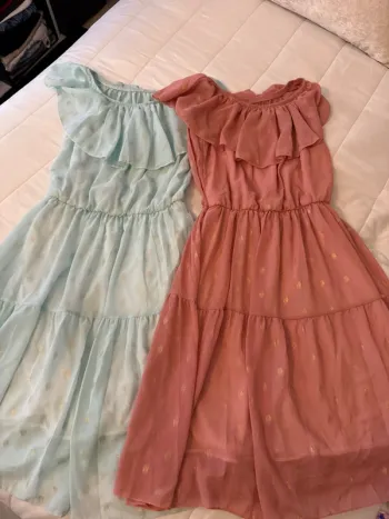 Lot deux robes été  20 e turquoise et saumon fill or