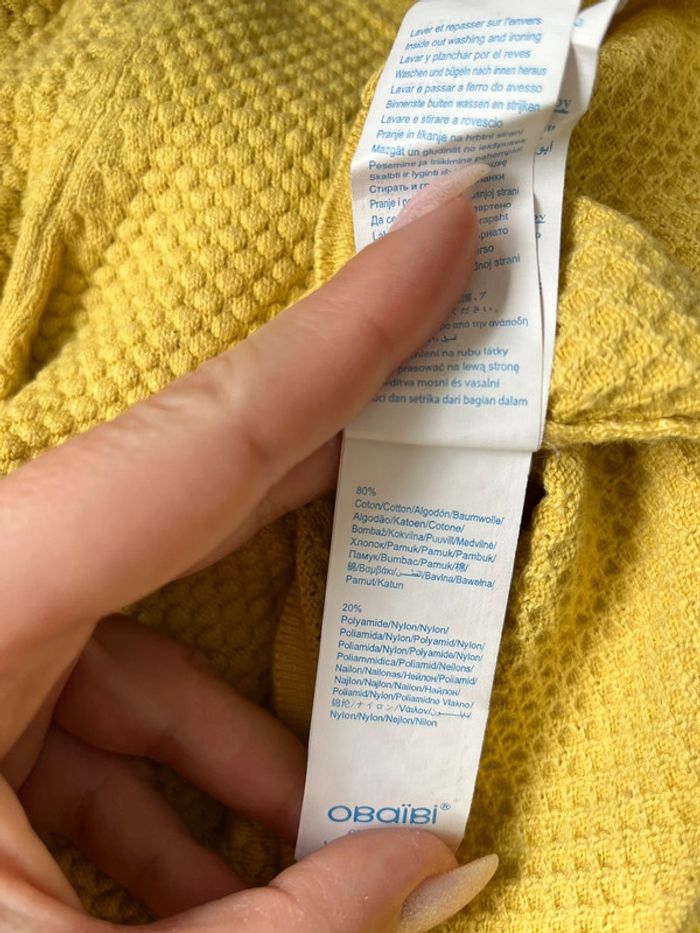 Gilet jaune moutarde bébé Obaïbi en taille 12 mois - photo numéro 4